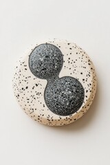 A single chocolate cookie with a decorative touch, featuring two black chocolate drops in the center.