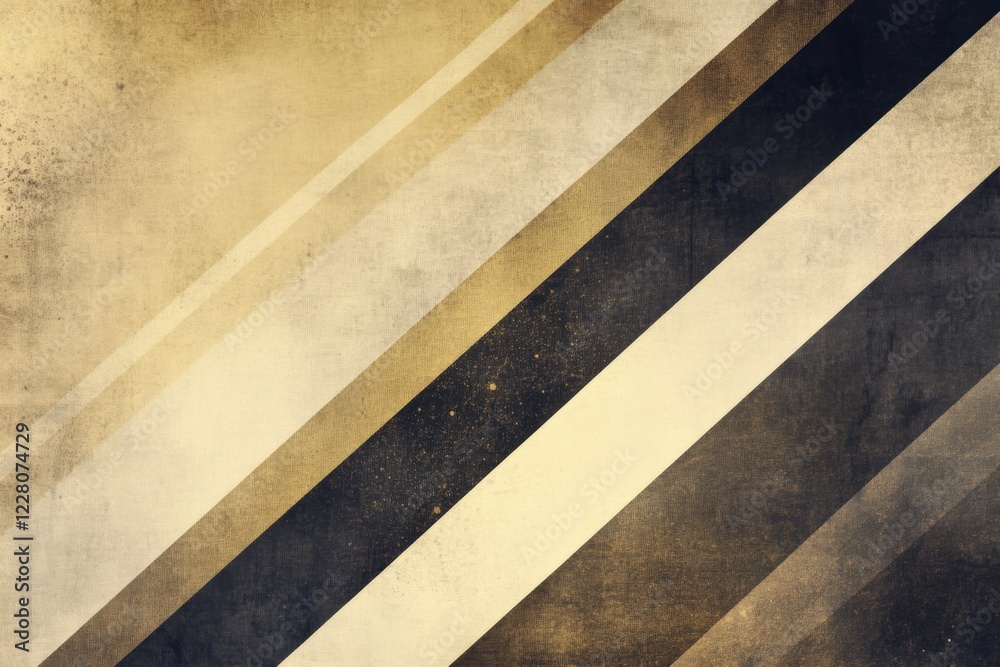 Leinwandbilder Geometric pattern with golden and dark stripes creating a textured background in a modern artistic design. Generative AI