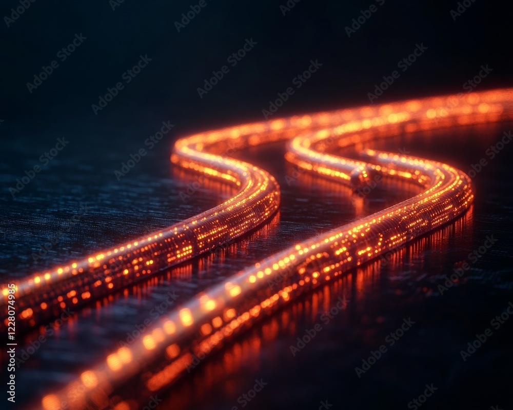 Poster Futuristic Fiber Optic Data Streams Illuminated Geometric Patterns in High-Tech Networking - Enhancing Digital Communication and Infrastructure for Business Innovation
