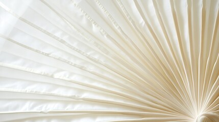 Intricate fan gracefully held aloft, its delicate folds unfurling against the backdrop of pristine white, capturing a moment of elegance and allure. 