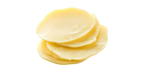 Stack of gouda cheese slices isolated on transparent background