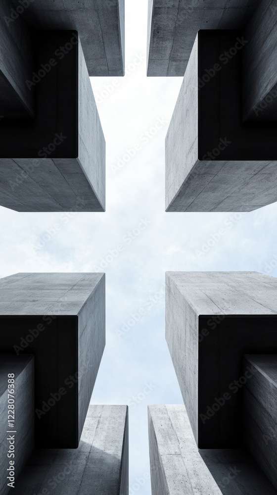Aufkleber modern minimalist architecture geometric concrete structures for urban development - innovative desi
