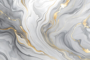 Elegant Gray and Gold Marble Swirl Abstract Painting Texture Background