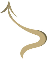 The illustration features a beige gradient curved arrow with a dynamic, flowing design that tapers at both ends, giving it a sense of movement and direction.