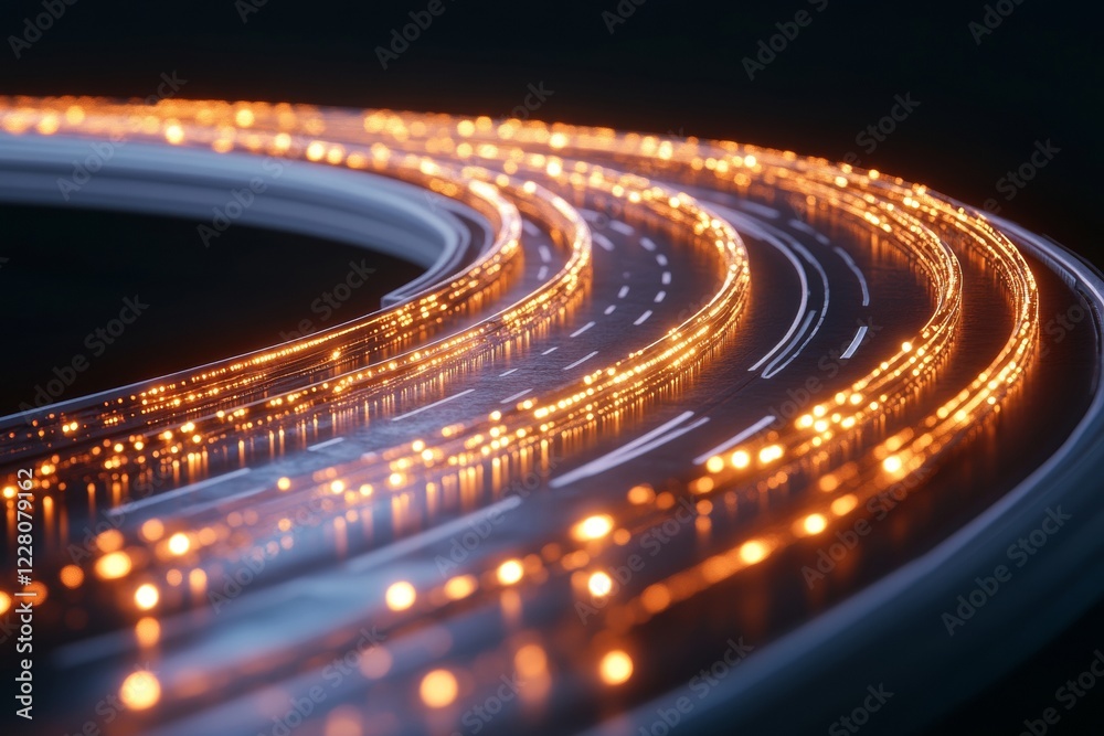 Poster Futuristic Aerial Cityscape Network Illuminated Digital Pathways in Smart Urban Framework - Innovating Tech Infrastructure for Modern Business Connectivity