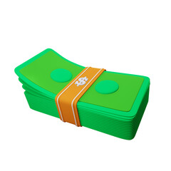 3D money. A pack of banknotes in a binder