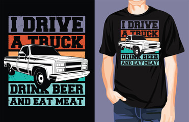 Truck Beer Meat t-shirt design unique idea