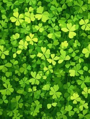 An illustration of vibrant shamrock clover leaves, commonly associated with Irish luck and St Patrick's Day celebrations.