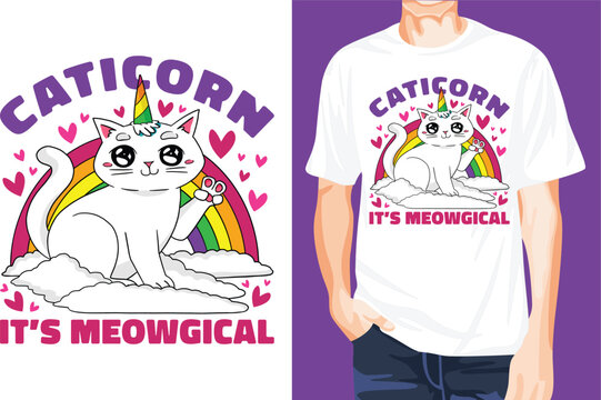 Unicorn cat rainbow t-shirt