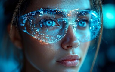 Futuristic HR Professional Uses Holographic Interfaces to Shortlist Candidates for Open Position