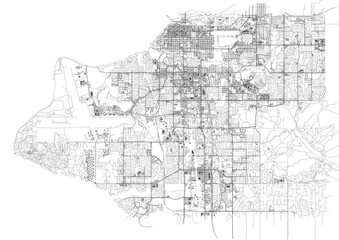 map of buildings and roads in texas  with white theme