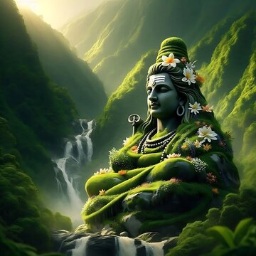 Om namah Shivay lord Shiv Shankar Bholenath savan Puja statue in environment