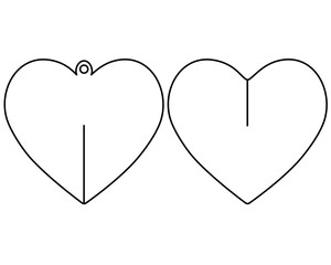 DIY Heart Printable template for 3D figurine simple cardboard craft. Printable blueprint of scheme to cut. Vector image of details for laser cutting. DIY heart decor for Valentine's Day