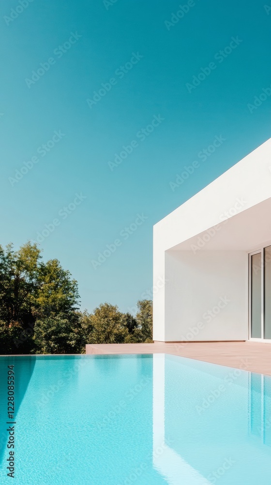 Aufkleber minimalist infinity pool and villa design modern architecture with geometric elegance amidst lush gr