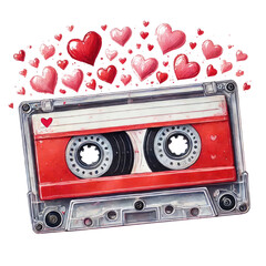 Valentine Cassette Tape Clipart Vector Illustration - Retro Love Music Design
