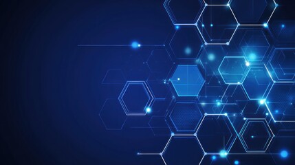 Fototapeta premium Abstract blue hexagon technology background. (1)