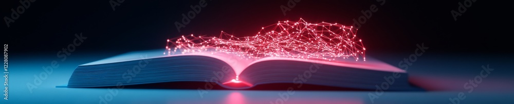 Leinwandbilder Illuminated Digital Mesh Over Open Book Dynamic STEM Education Visualization for Innovative Learning Strategies and Technology Integration in Modern Classrooms