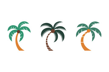 Collection of Simple Palm Tree Icons in Various Colors