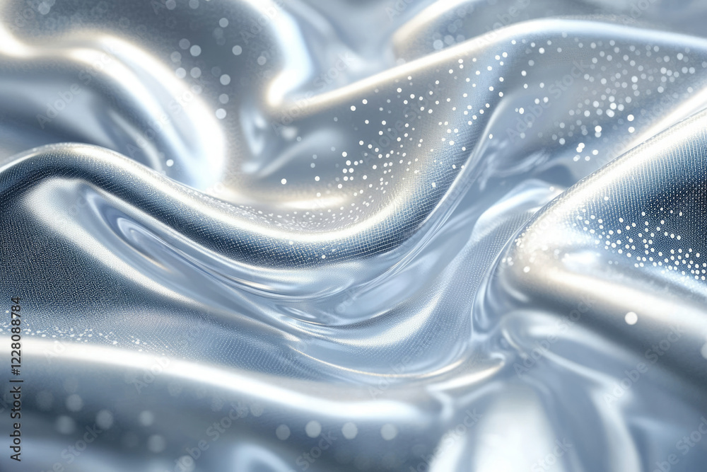 Aufkleber Abstract silver fabric with subtle texture and light glitter, flowing in soft waves.