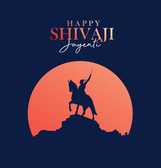 Happy Chhatrapati Shivaji Maharaj Jayanti Post and Banner Design. Shivaji Jayanti Celebration. sunset or sunrise background. Vector Illustration 