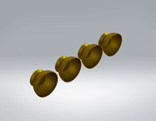 3D golden cup icon set, front view, perspective, 4 pieces, isolated on a transparent background.