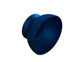 A dark blue meatal cup 3D render, isolated on a transparent background.