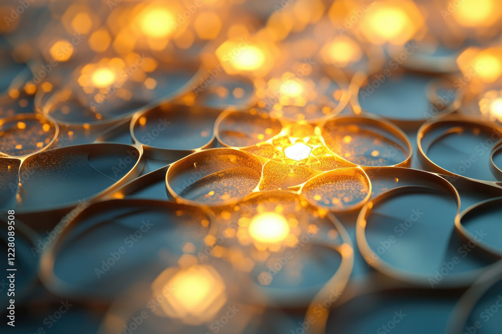 Poster Abstract golden pattern with glowing lights, creating a mesmerizing and intricate design.