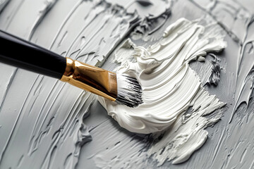 Texture of thick white paint on canvas with brush strokes