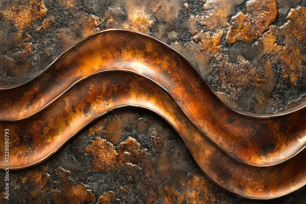 Leinwandbilder abstract bronze artwork with wavy, textured layers creating a dynamic, luxurious visual effect.