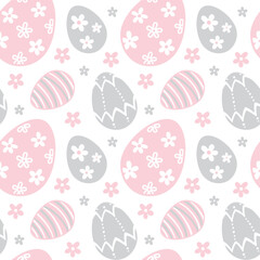 aster eggs, spring.  Seamless pattern on white background. Vector.
