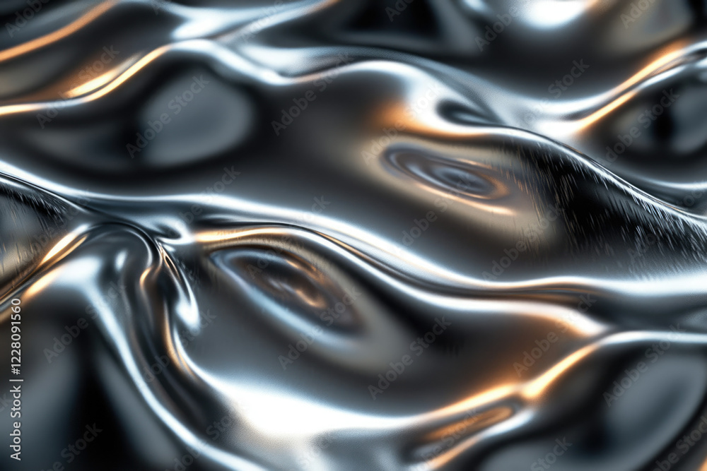 Leinwandbilder abstract image of flowing, shimmering metallic liquid with subtle highlights and shadows.