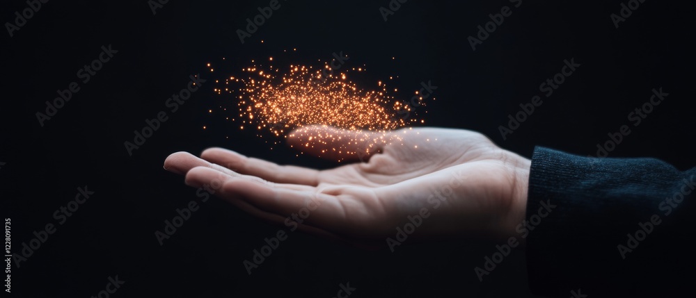 Fototapete Futuristic Interface Visualization Human Hand with Glowing Data Networks in High-Tech Digital Display - Cutting-Edge Tech Content for AI Integration and Business Innovation
