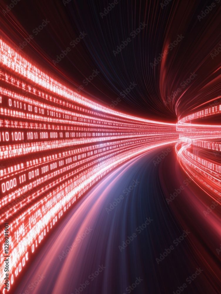Poster Futuristic Cybersecurity Aesthetics Encrypted Data Tunnel with Binary Streams and Circuit Pathways - Resilient Backup Solutions for IT Infrastructures