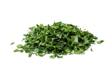 Obraz premium Chopped green parsley leaves isolated on white