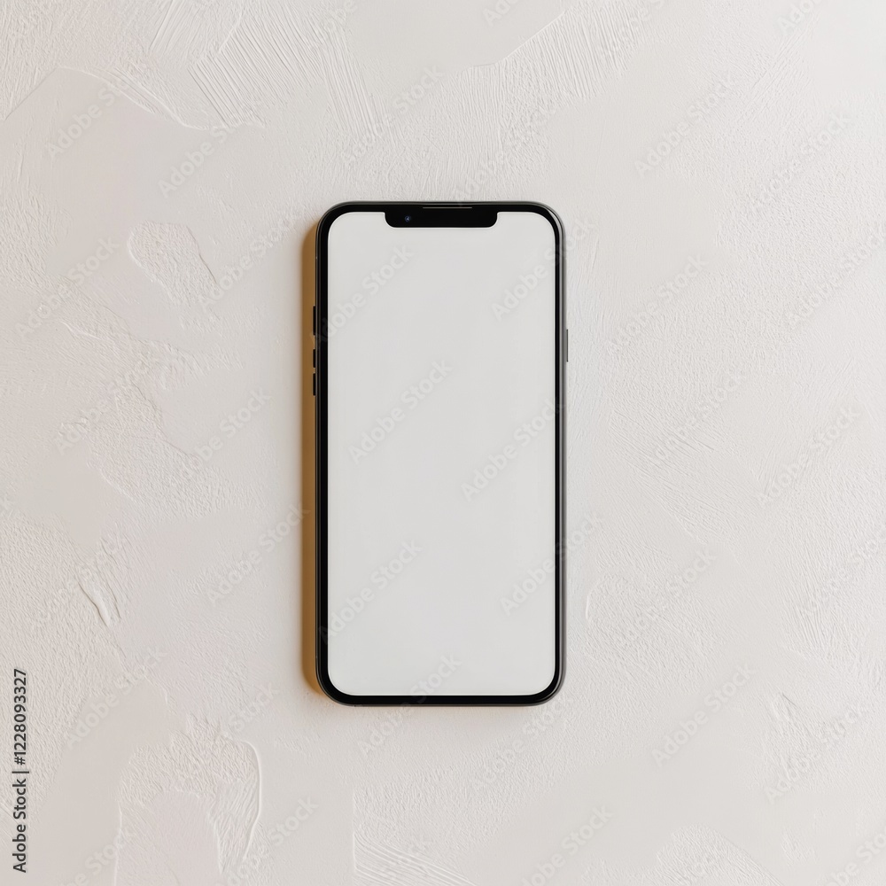 Leinwandbilder minimalist smartphone frame on textured white surface ideal for ui/ux mockups, app promotions and ve