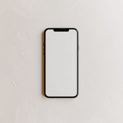 Minimalist Smartphone Frame on Textured White Surface Ideal for UI/UX Mockups, App Promotions and Versatile Branding in Tech and Digital Marketing