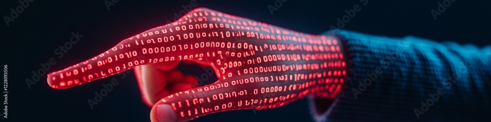 Poster Cybersecurity Binary Code on Textured Sleeve - Digital Defense Aesthetic for Tech-Savvy Marketing and Cyber Risk Communication