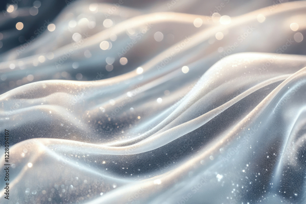 Poster soft, shimmering fabric with subtle waves and sparkling glitter, elegant and luxurious.