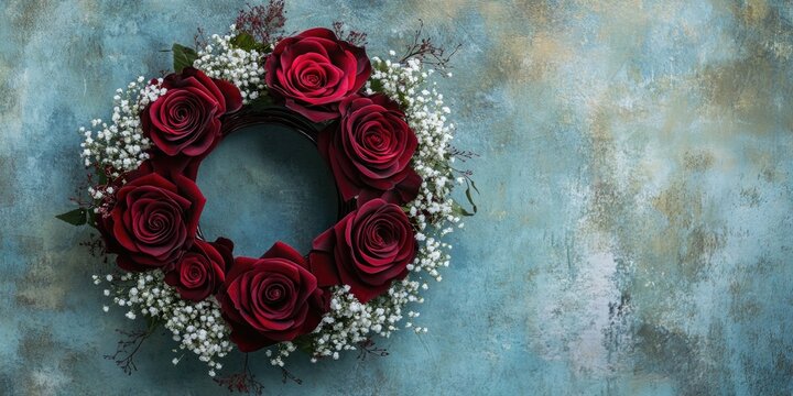 Red roses with greenery create a classic and beautiful floral arrangement suitable for various occasions such as holidays, events, gifts, or romantic gestures.