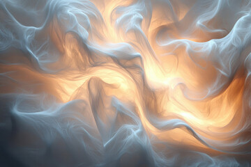Obraz premium Abstract image of swirling, translucent fabric with warm light emanating from within.