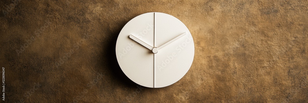 Aufkleber modern wall clock with minimalist design on textured brown background showcasing the time elegantly.