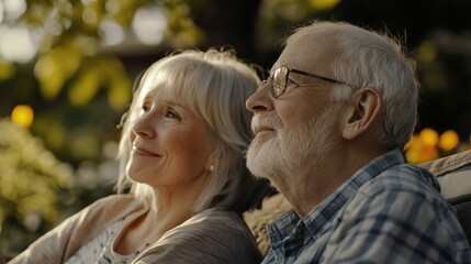 Fototapeta premium An elderly man and woman enjoying each other's company on a sunny day.