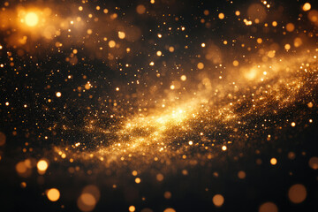 Fototapeta premium Golden glitter particles swirl on transparent background, creating a magical, luxurious and festive atmosphere.