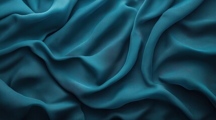 Fototapeta premium Elegant flowing teal fabric with soft folds and silky smooth texture