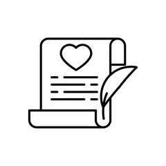 Love Note Scroll icon vector stock illustration