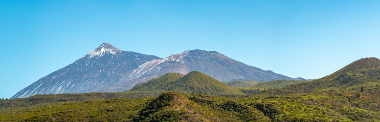 Fototapeta premium View on volcano Teide from Santiago del Teide, Tenerife in January, Canary islands, Spain