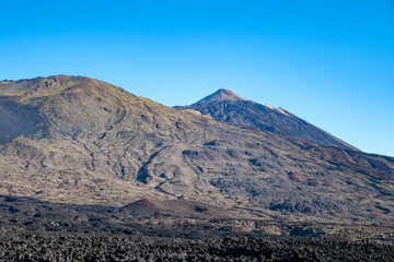 Visiting of Teide national park on Tenerife and view on volcanic landscapes, Canary islands, Spain
