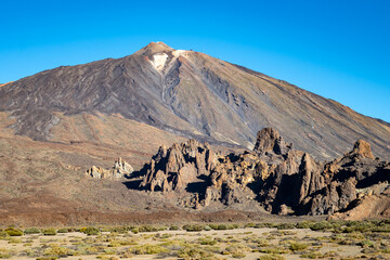 Visiting of Teide national park on Tenerife and view on volcanic landscapes, Canary islands, Spain