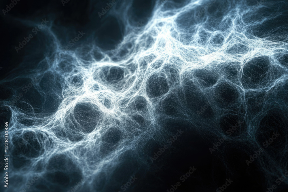 Aufkleber Abstract image depicting a complex network of glowing, interconnected lines resembling a spiderweb or neural network.