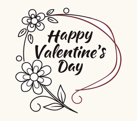 Happy Valentines Day calligraphy with flower